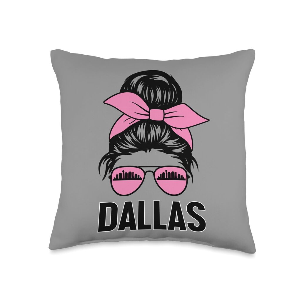 9458 Texas State Flag TX Kids Dallas Skyline Throw Pillow 16x16